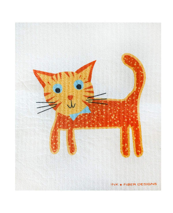 Orange Cat Swedish Dishcloth