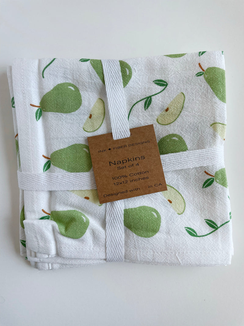 Cotton Cloth Napkins SET OF 4 -Pears
