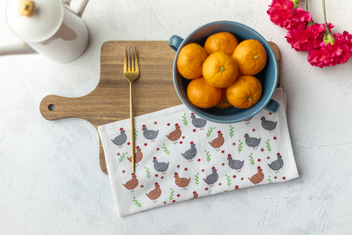 Cotton Cloth Napkins SET OF 4 -Chickens