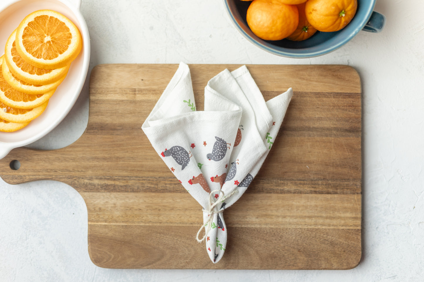 Cotton Cloth Napkins SET OF 4 -Chickens