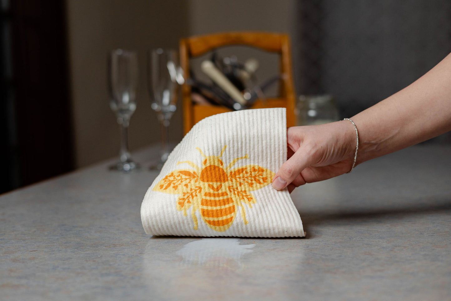 Large Bee Swedish Dishcloth