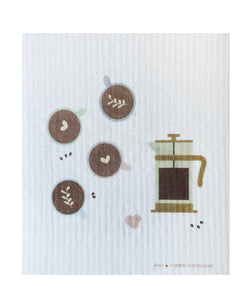 Coffee French Press Swedish Dishcloth - Ink and Fiber Designs