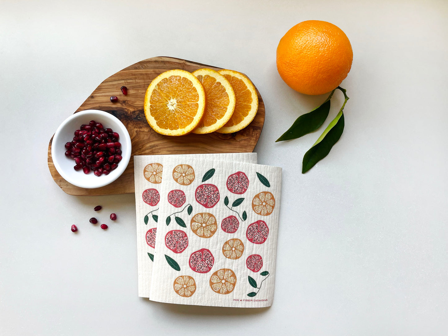 Pomegranates and Orange Swedish Dishcloth