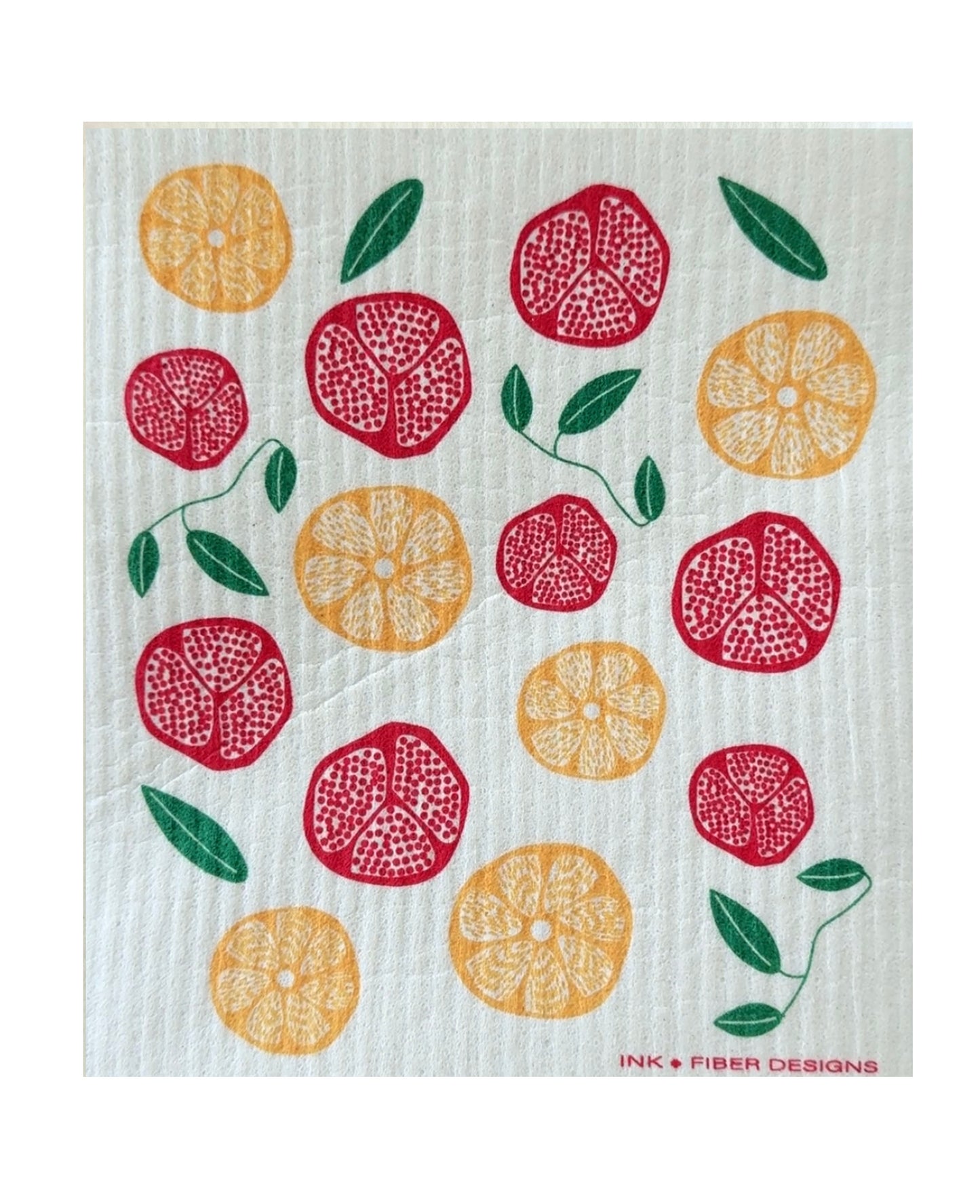 Pomegranates and Orange Swedish Dishcloth
