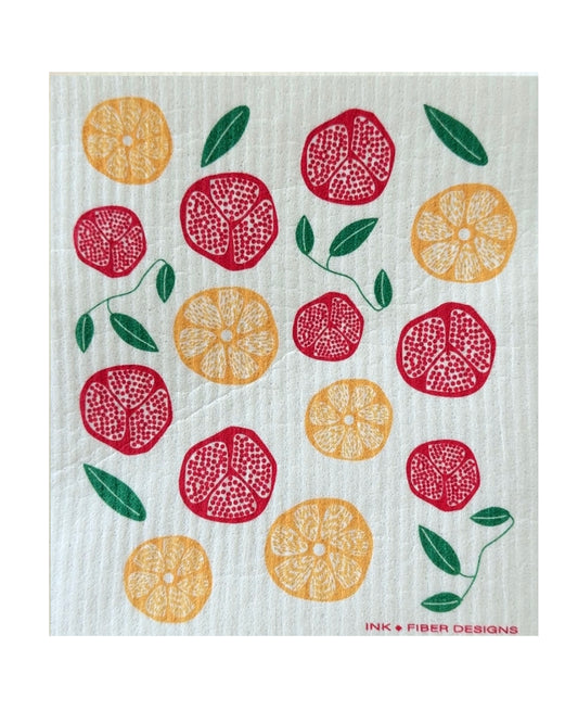 Pomegranates and Orange Swedish Dishcloth