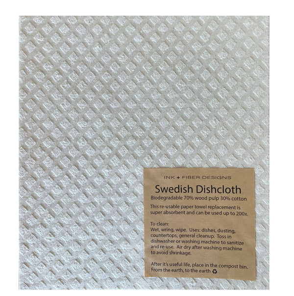 Black and White Scandi 2 Swedish Dishcloth - Ink and Fiber Designs