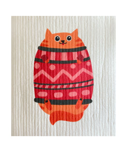 Sweater Cat Swedish Dishcloth - Ink and Fiber Designs