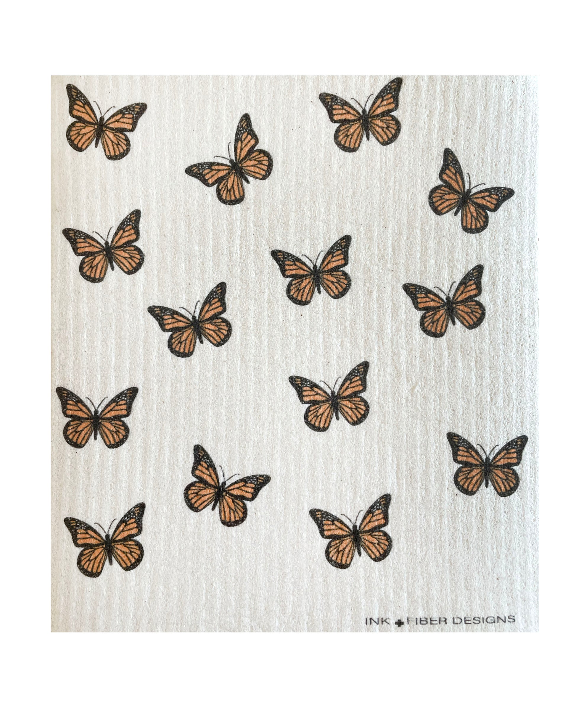 Monarch Butterfly Swedish Dishcloth - Ink and Fiber Designs