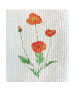 California Orange Poppy Swedish Dishcloth - Ink and Fiber Designs
